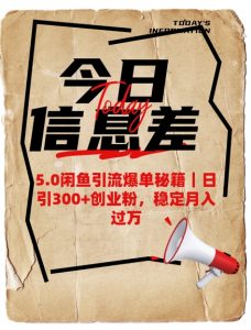 5.0闲鱼引流爆单秘籍，日引300+创业粉，稳定月入过W|淘骐网赚资源库
