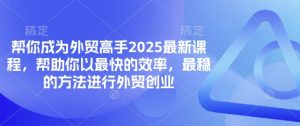 帮你成为外贸高手2025最新课程,帮助你以最快的效率,最稳的方法进行外贸创业|淘骐网赚资源库