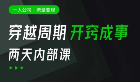 一人公司:流量变现课,一人公司的方法模型拆解, 拆解富人思维,流量思维,小老板思维等|淘骐网赚资源库