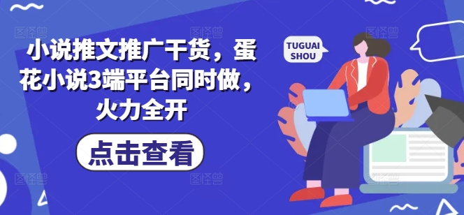 小说推文推广干货,蛋花小说3端平台同时做,火力全开|淘骐网赚资源库