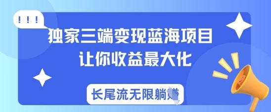 独家三端变现蓝海项目，让你收益最大化，长尾流无限躺挣|淘骐网赚资源库