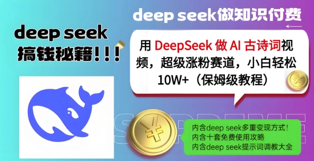 用DeepSeek做AI古诗词视频,超级涨粉赛道,小白轻松涨粉10W+(保姆级教程)|淘骐网赚资源库