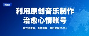 利用原创音乐制作治愈心情账号,条条爆款,单日变现多张|淘骐网赚资源库