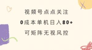 视频号点点关注，0成本单号80+，可矩阵，绿色正规，长期稳定【揭秘】|淘骐网赚资源库