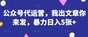 公众号代运营,我出文章你来发,暴力日入5张+【揭秘】|淘骐网赚资源库