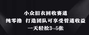 小众旧衣回收赛道，纯零撸 打造团队可享受管道收益，一天轻松3张|淘骐网赚资源库