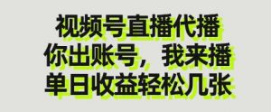 视频号直播代播，你出账号我来播，单日收益轻松几张【揭秘】|淘骐网赚资源库