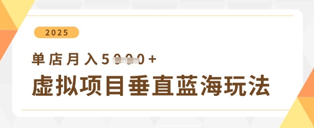 虚拟项目垂直玩法,实现单店月入5k+|淘骐网赚资源库