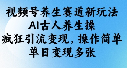 视频号养生赛道新玩法,AI古人养生操,疯狂引流变现,操作简单,单日变现多张|淘骐网赚资源库