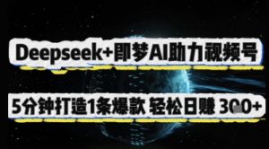 Deepseek+即梦AI助力视频号，5 分钟打造 1 条爆款，轻松日入3张+|淘骐网赚资源库