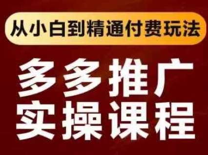 拼多多推广实操课程,从小白到精通付费玩法|淘骐网赚资源库