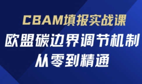 CBAM填报实战课，欧盟碳边界调节机制，从零到精通|淘骐网赚资源库