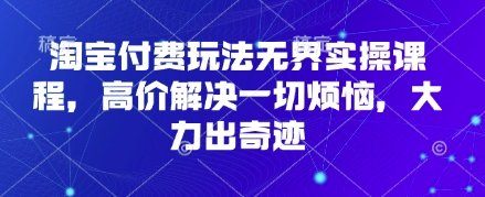 淘宝付费玩法无界实操课程,高价解决一切烦恼,大力出奇迹|淘骐网赚资源库