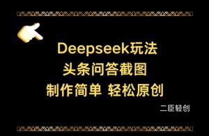 Deepseek头条问答截图，制作简单，轻松原创|淘骐网赚资源库