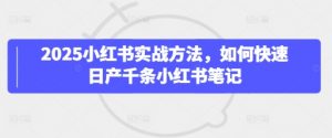 2025小红书实战方法，如何快速日产千条小红书笔记|淘骐网赚资源库