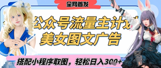 2025最新公众号美女图文流量主计划，搭配小程序取图轻松日入3张+(全网首发)|淘骐网赚资源库