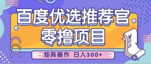 零撸小项目,百度优选推荐官,简单好操作,小白也可轻松上手,矩阵操作,日入3张|淘骐网赚资源库