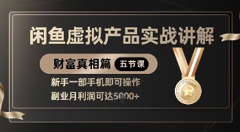 精品!闲鱼虚拟产品实战讲解,新手一部手机即可操作,副业月利润可达5k+|淘骐网赚资源库