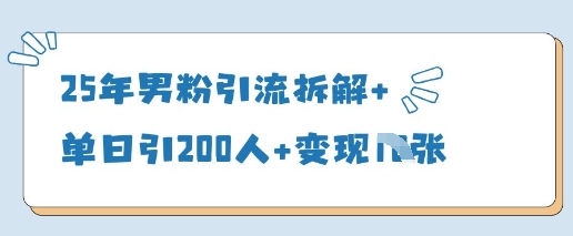 25年男粉引流拆解+单日引200人+变现多张|淘骐网赚资源库