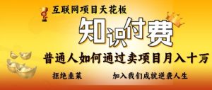 互联网项目天花板,知付付费项目,普通人如何通过卖项目月入十个,拒绝韭菜【揭秘】|淘骐网赚资源库