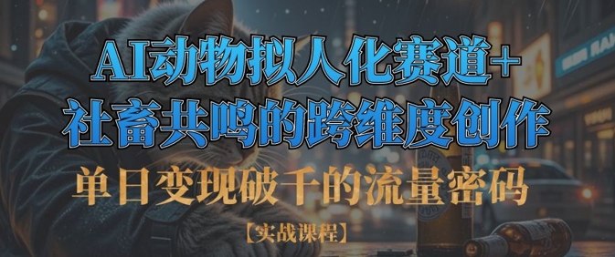单日变现破千的流量密码,AI动物拟人化赛道+社畜共鸣的跨维度创作|淘骐网赚资源库
