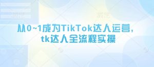 从0~1成为TikTok达人运营,tk达人全流程实操|淘骐网赚资源库