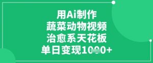 用Ai制作蔬菜动物视频，治愈系天花板，单日变现1k|淘骐网赚资源库