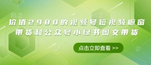 价值2980的视频号短视频橱窗带货和公众号小绿书图文带货|淘骐网赚资源库