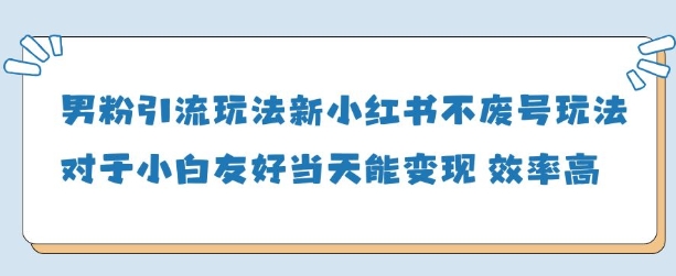 男粉引流玩法(新)，玩法友好做的好当天就能变现|淘骐网赚资源库