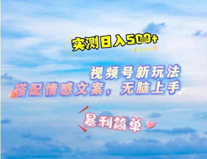 微信视频号最新玩法,表情包搭配情感文案,2分钟一条原创作品,简单好上手,轻松日入几张|淘骐网赚资源库