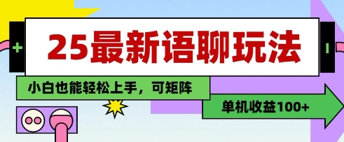 25年最新语聊玩法，纯手工，单机收益100+，小白也能轻松上手，可矩阵操作|淘骐网赚资源库