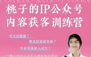桃子IP公众号内容获客训练营(第3期),一门让你公众号从0到商业闭环的课程|淘骐网赚资源库