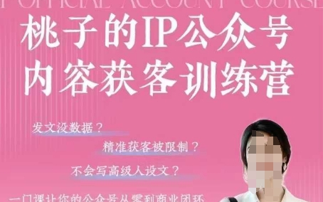桃子IP公众号内容获客训练营(第3期),一门让你公众号从0到商业闭环的课程|淘骐网赚资源库