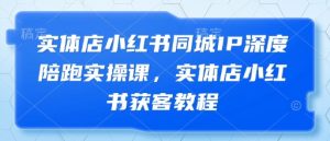 实体店小红书同城IP深度陪跑实操课,实体店小红书获客教程|淘骐网赚资源库