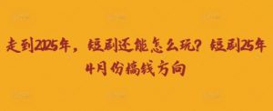 走到2025年,短剧还能怎么玩?短剧25年4月份搞钱方向|淘骐网赚资源库