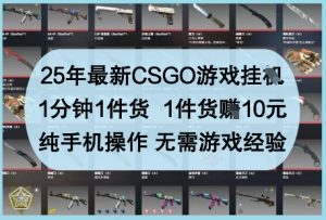 25年最新CSGO游戏挂G，1分钟1件货，1件货挣10元，纯手机操作，无需游戏经验【揭秘】|淘骐网赚资源库