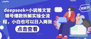 deepseek+小说推文营销号爆款拆解实操全流程，小白也可以日入两张|淘骐网赚资源库
