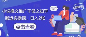 小说推文推广干货之知乎搬运实操课,日入2张|淘骐网赚资源库