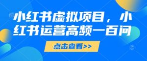 小红书虚拟项目,小红书运营高频一百问【文档】|淘骐网赚资源库