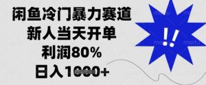 闲鱼冷门暴力赛道,新人当天开单,利润80%,日入1k+【揭秘】|淘骐网赚资源库