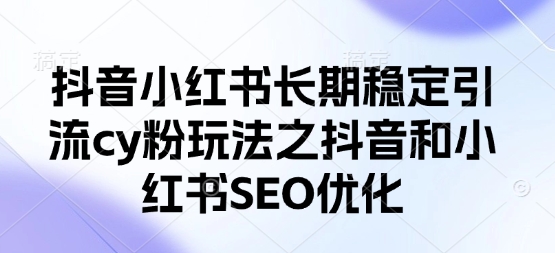 抖音小红书长期稳定引流cy粉玩法之抖音和小红书SEO优化|淘骐网赚资源库