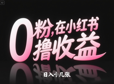 0粉在小红书撸收益,日入几张|淘骐网赚资源库