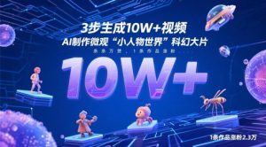3步生成10W+视频,AI制作微观“小人物世界”科幻大片,条条万赞,1条作品涨粉2.3W|淘骐网赚资源库