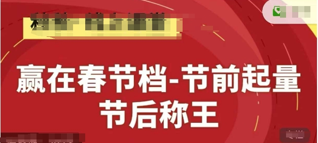赢在春节档-节前起量,后称王,淘系精品线上系列课|淘骐网赚资源库