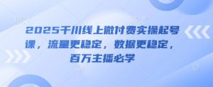 2025千川线上微付费实操起号课，流量更稳定，数据更稳定，百万主播必学|淘骐网赚资源库