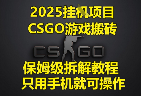 2025挂G项目,CSGO游戏搬砖,保姆级拆解教程,只用手机就可操作【揭秘】|淘骐网赚资源库