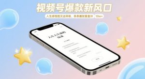 视频号爆款新风口,人生感悟图文这样做,条条播放量直冲 10w+|淘骐网赚资源库