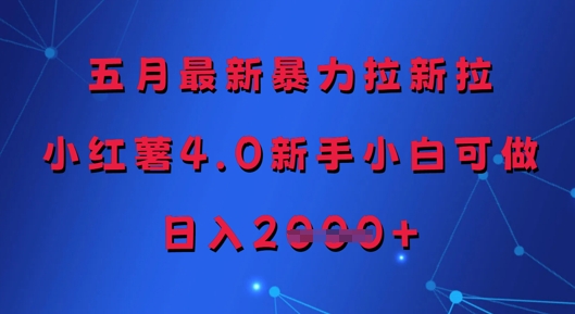 五月最新暴力拉新拉,小红薯4.0新手小白可做,日入多张|淘骐网赚资源库