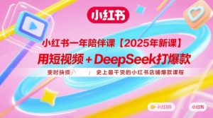 小红书一年陪伴课【2025年新课】，用短视频+deepSeek打爆款，史上最干货的小红书店铺爆款课程|淘骐网赚资源库
