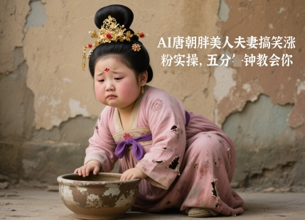 AI唐朝胖美人夫妻搞笑涨粉实操,五分钟教会你|淘骐网赚资源库